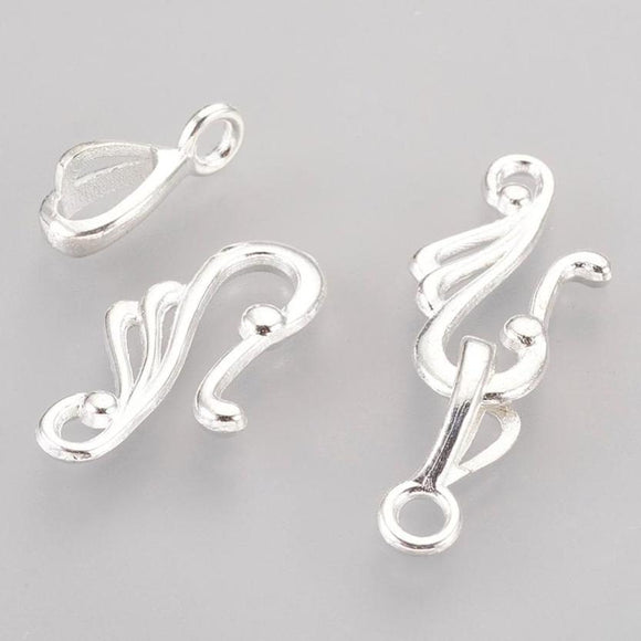 Silver Plated Hook & Eye Clasp 13x38mm (10 sets)