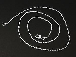 Silver Plated Brass Ball Necklace Chain 1.5mm 17"