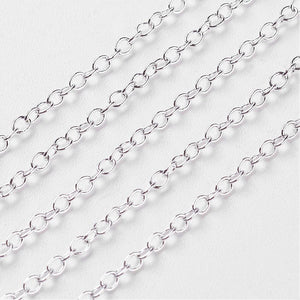 Silver Plated Brass Cable 1.5x2mm Chain by Foot (3 feet minimum)