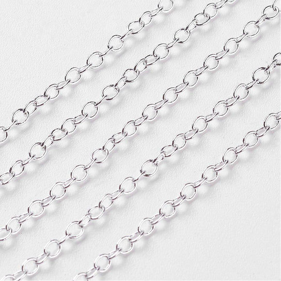 Silver Plated Brass Cable 1.5x2mm Chain by Foot (3 feet minimum)