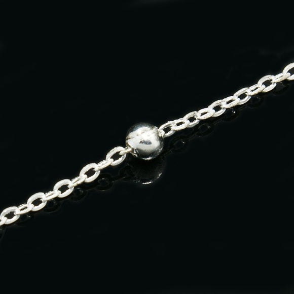 Silver Plated Brass Cable 2x2mm w/3mm Bead Chain by Foot (3 feet minimum)