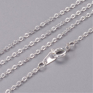 Silver Plated Brass Flat Cable Necklace Chain 1.5x2mm 20"