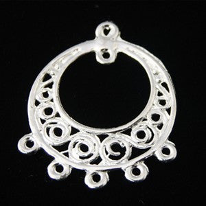 Silver Plated Bright Brass Chandelier Earring 5-Loop 24x20mm (10 pcs)