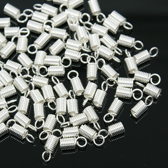 Silver Plated Coil Cord End 4.5x10mm (40 pcs)