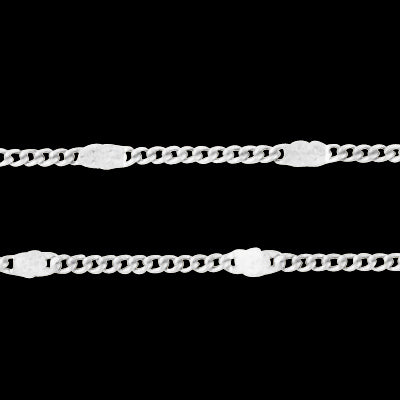 Silver Plated Brass Curb 2mm Chain by Foot (3 feet minimum)