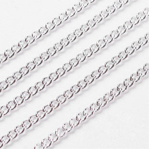 Silver Plated Brass Curb 2x3mm Chain by Foot (3 feet minimum)