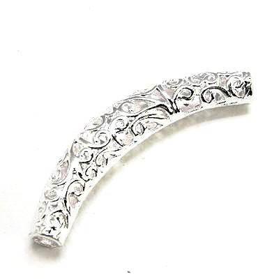 Silver Plated Curved Tube 66x12mm
