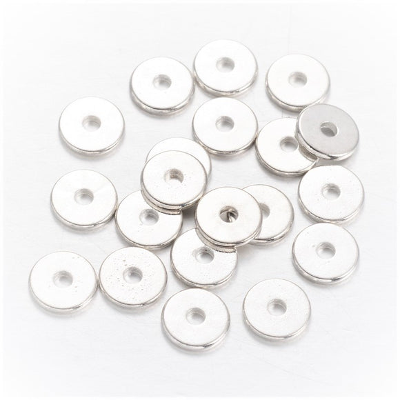 Silver Plated Brass Disc 6x2mm (100 pcs)