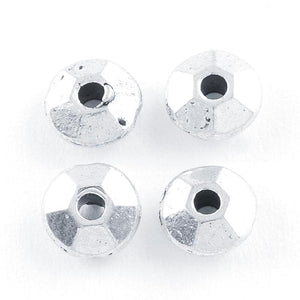 Silver Plated Faceted Saucer Bead 6x2.5mm (100 pcs)