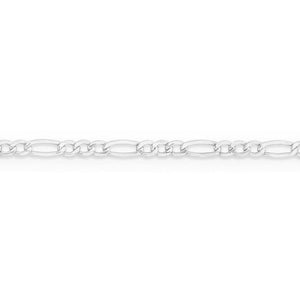 Silver Plated Brass Figaro 2.5mm Chain by Foot (3 feet minimum)