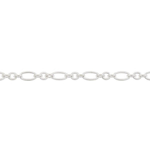 Silver Plated Brass Figaro 3.5mm Chain by Foot (3 feet minimum)