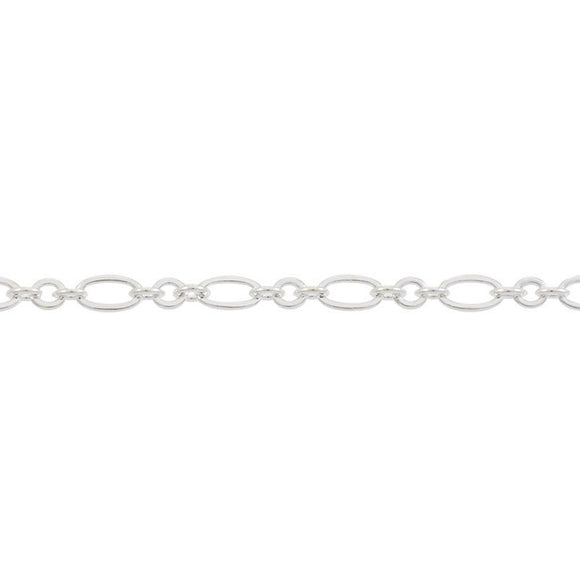 Silver Plated Brass Figaro 3.5mm Chain by Foot (3 feet minimum)