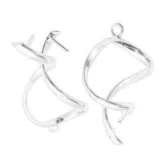 Silver Plated Brass Ice Pick Bail Earring 32x11mm (4 pcs)