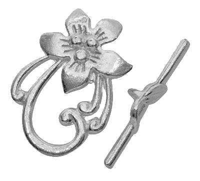 Antique Silver Lily Toggle 20x28mm (5 sets)