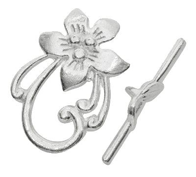 Silver Plated Lily Toggle 20x28mm (10 sets)