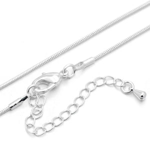 Silver Plated Brass Snake 1mm Necklace Chain 18" with 2" Extension