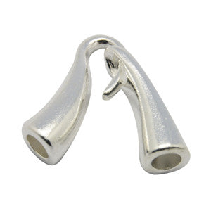 Silver Plated Hook & Eye Clasp 46mm long, 8mm wide, hole: 4mm (5 sets)
