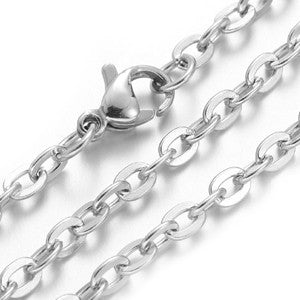 Stainless Steel Cable Flat Necklace 20" 1.5mm wide