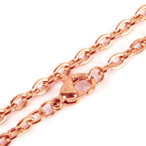 Stainless Steel Rose Gold Plated Cable Necklace 18