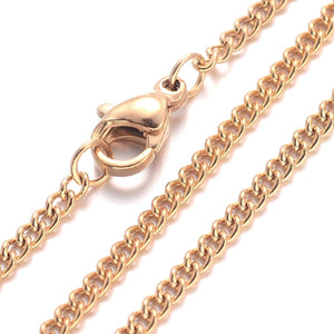 Stainless Steel Gold Plated Curb Necklace 18" 2.2mm wide