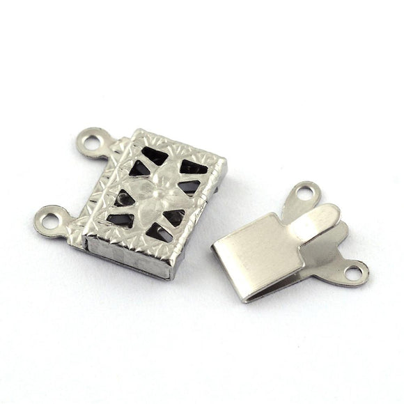 Stainless Steel Rectangle Box Clasp 2 Loops 10x15mm (2 pcs)