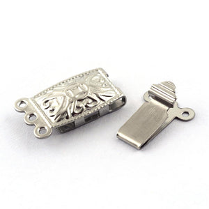 Stainless Steel Rectangle Box Clasp 3 Loops 11x20mm (2 pcs)