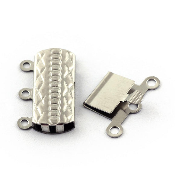Stainless Steel Rectangle Box Clasp 3 Loops 15x20mm (2 pcs)