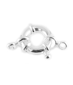 Silver Plated Bright Bolt Ring Clasp 15mm (5 pcs)