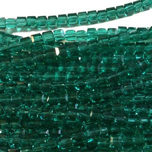 Chinese Crystal Faceted Cube 5mm - Teal