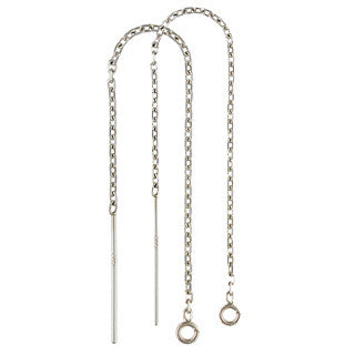 Sterling Silver Threader Cable Chain Earring w/ Ring (2 pcs)