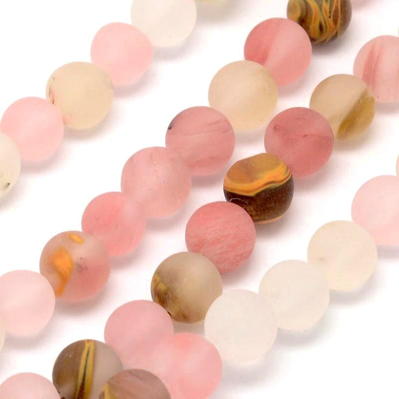 Tiger Cherry Quartz Frosted Round Bead 8mm