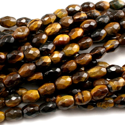 Tiger's Eye Faceted Rice Oval 8x10mm