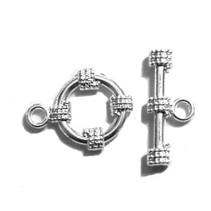 Silver Plated Bright Brass Toggle 15mm (10 sets)