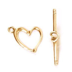 Gold Plated Heart Toggle 17mm (4 sets)