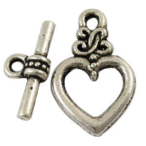Pewter Heart Toggle 21mm long, 13mm wide (10 sets)