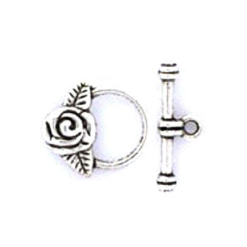 Pewter Silver Flower Toggle 15mm (10 sets)