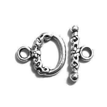 Pewter Silver Flower Toggle 16mm (10 sets)