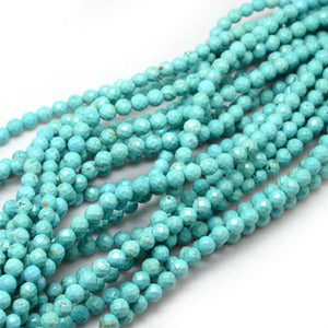 Turquoise Magnesite Faceted Round Bead 3mm