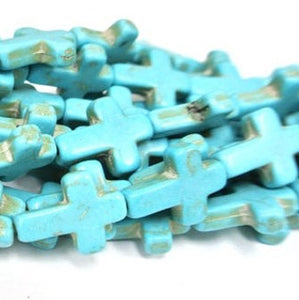 Turquoise Magnesite Cross 12x16mm