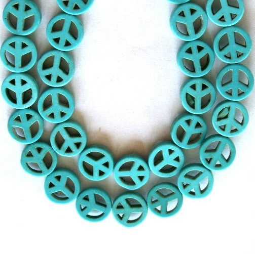 Turquoise Magnesite Peace Sign 15mm