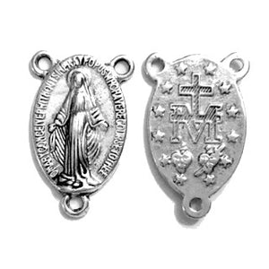 Silver Plated Virgin Mary Rosary Connector 13x23mm (10 pcs)