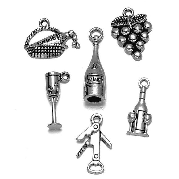 Antique Silver Mixed Wine Charms