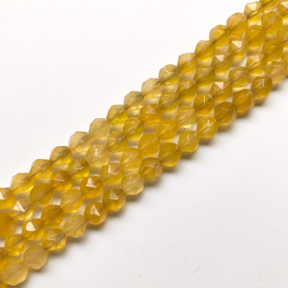 Yellow Agate Star Cut Faceted Round 8mm