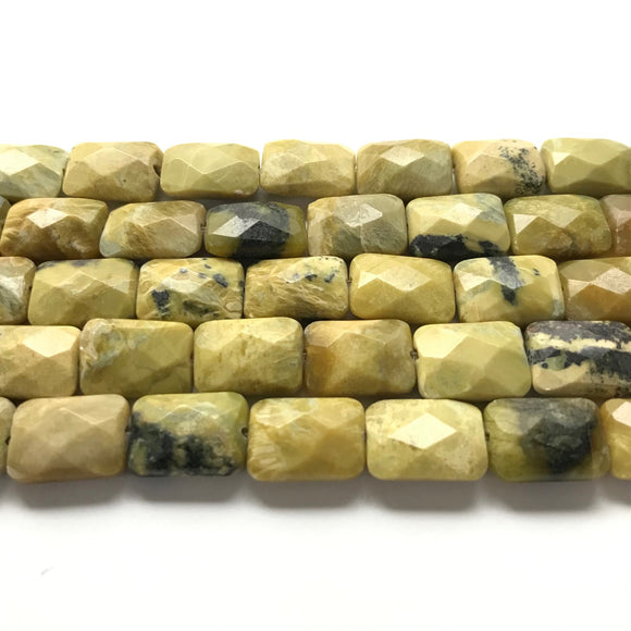 Yellow Turquoise Faceted Rectangle 10x14mm